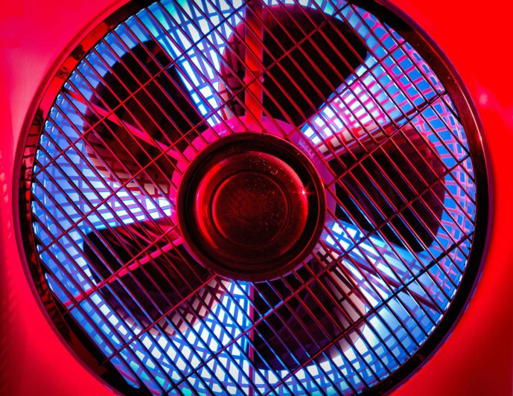 Fan in red and blue light