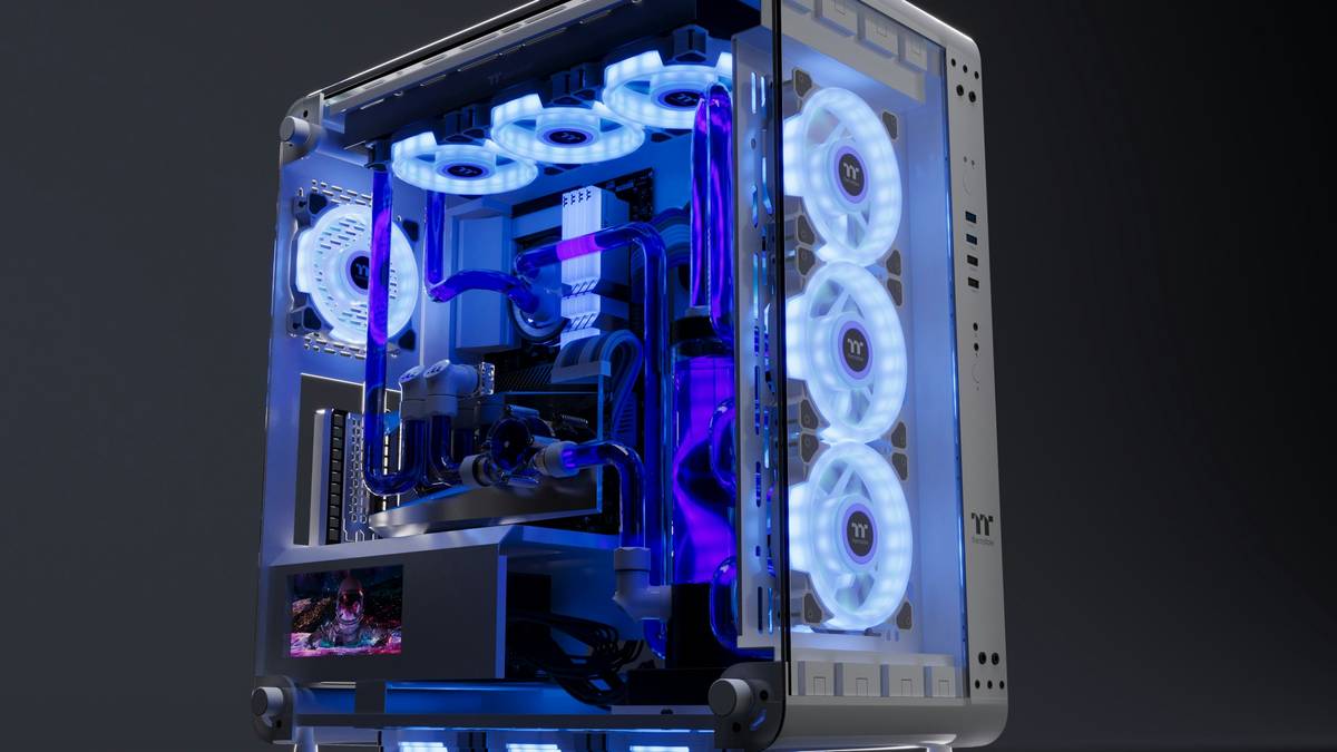 Diagram showing optimal fan placement: front intakes cool air, rear and top exhaust expel hot air from CPU and GPU